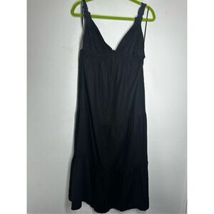 Love Tree Bohemian Romantic Linen Blend Tiered SunDress Black Gothic Size L